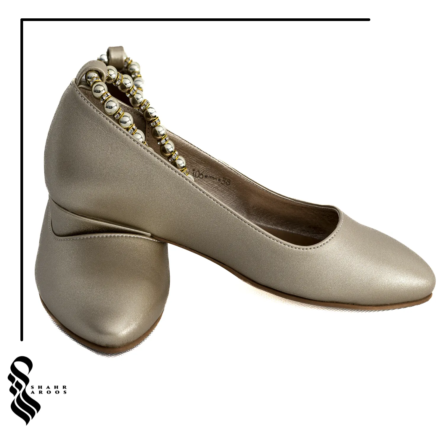 کفش عروس کد 1061 4 کفش زنانه تخت طلایی کد 1061