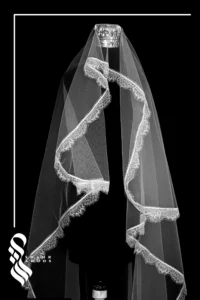 تور سر عروس دانتل کد 638 با حاشیه دانتل 4 سانتی‌متری